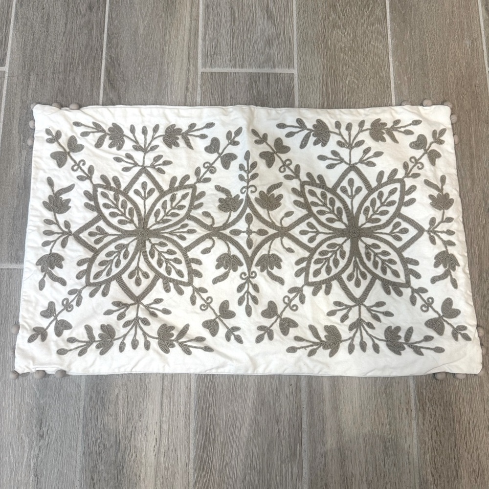 Pottery Barn Embroidered Floral Throw Pillow Cover
